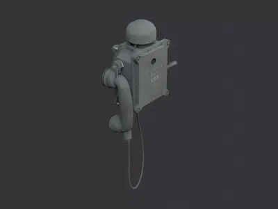 Vintage Field Phone Box with Handset Low-poly 3D model