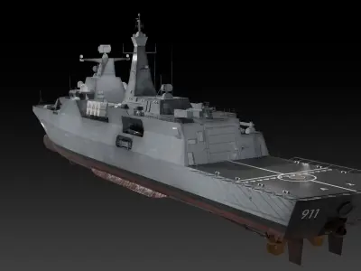 Algerian navy frigate El-Moudamir Low-poly 3D model