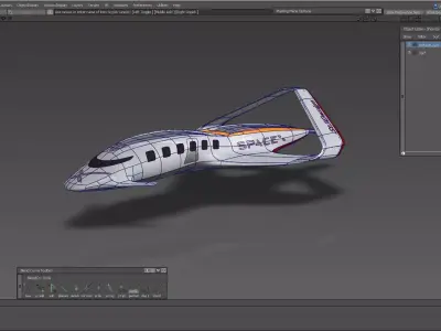 Sci-fi Spaceship civil trasport Low-poly 3D model