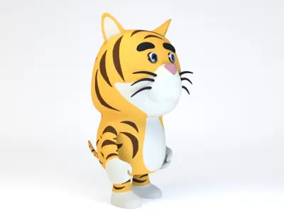 Cartoonish Humanoid Leopard Character Low-poly 3D model