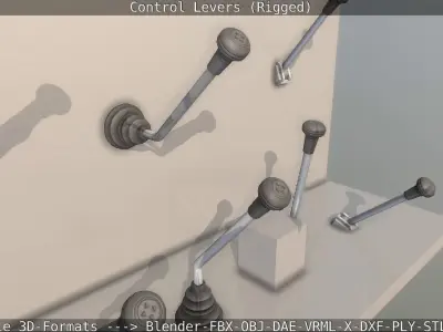 Control Levers - Rigged - Low-poly 3D model