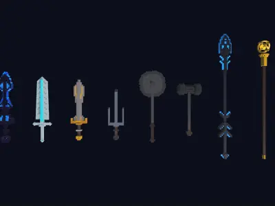 Weapons Pack - Lowpoly Voxel Models Low-poly 3D model
