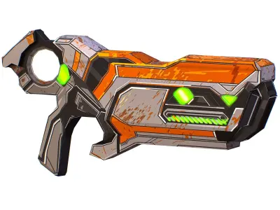 LowPoly Sci-Fi Cartoon Pistol Gun Vector Style Low-poly 3D model