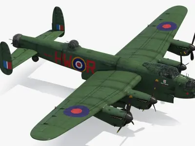 Avro Lancaster Four Engined Heavy Bomber Rigged 3D model purchase