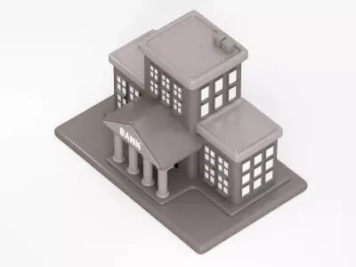 Cartoon Bank Building Low-poly 3D model