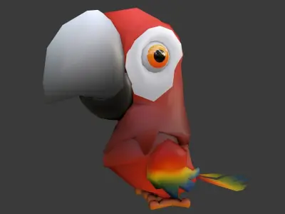 Low Poly Cartoon Macaw Not Rigged Low-poly 3D model