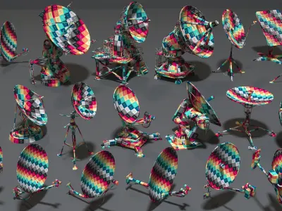 Antennas Collection - 21 pieces Low-poly 3D model