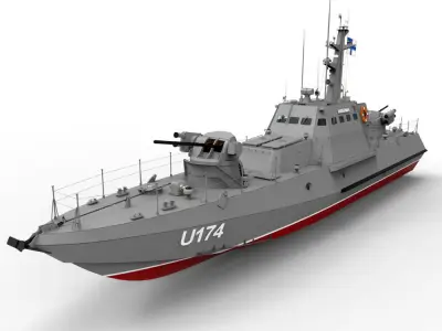 Ukraine Small armored artillery boat type-Gurza M U174 AKKERMAN  3D model