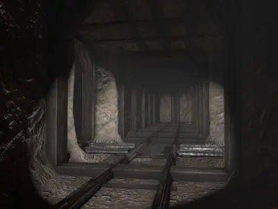 Modular Low Poly PBR Underground Mine Low-poly 3D model