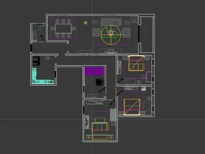 3D interior flat design  3D model