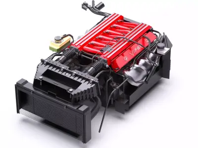 Dodge Viper V10 Engine Low-poly 3D model