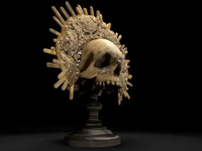 KingSkul skull with sunburst 3D model