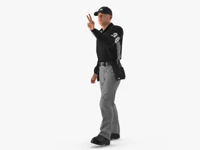 Baseball Umpire in Cap Showing Points 3D model