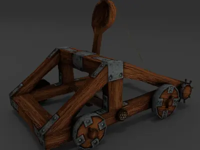 Catapult rigged Animation Low-Poly Free low-poly 3D model