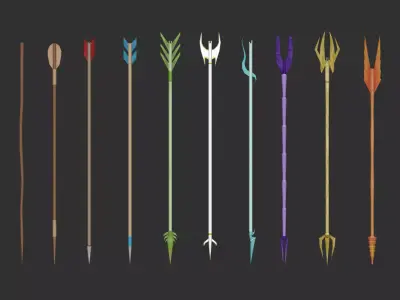 10 Bow Arrows Asset - Pack Collection Low-poly 3D model