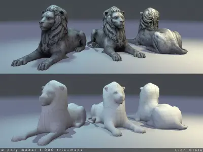 Lion Statue Low Poly Free low-poly 3D model