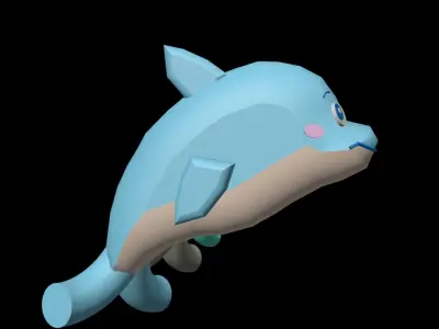 Happy Baby Dolphins Collection - 4 Colorful Characters Low-poly 3D model