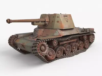 Type 3 Ho Ni III Destroyed  3D model