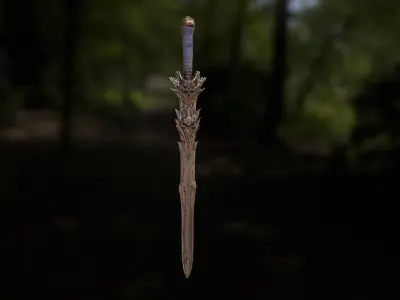 Low Poly Fantasy Medieval Sword Low-poly 3D model
