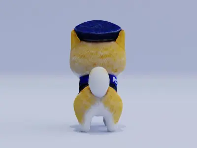 Shiba inu Cute Dog Puppy Police Uniform Low-poly 3D model