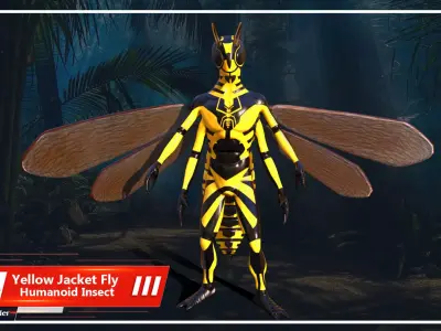 Yellow Jacket Fly Low-poly 3D model
