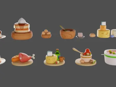 stylized food assets  Low-poly 3D model