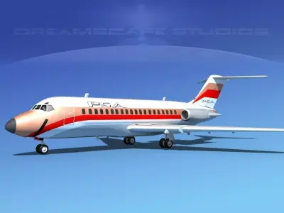 Douglas DC-9-20 PSA 3D model