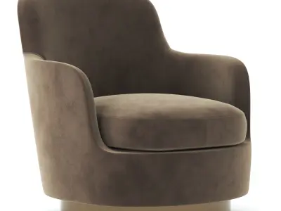 Armchair swivel chair velvet Low-poly 3D model