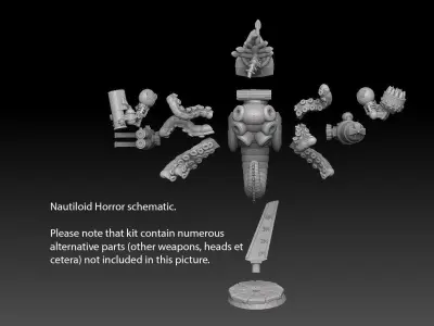 Nautiloid Horror Medium Carapace 3D print model