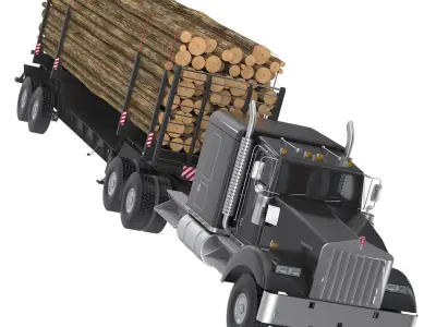 Kenworth W900L Logger Black 3D model