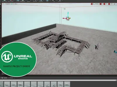 Modular Galvanized Stages Low-poly 3D model