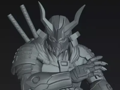 Samurai Cyber Shogun Ronin 75mm STL Sci-Fi Miniature 3D print model