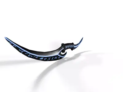 Sci-Fi Curved Dual Blade Dagger Low-poly 3D model