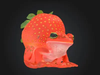 Strawberry Frog AI Cursed Animal STL OBJ 3D model