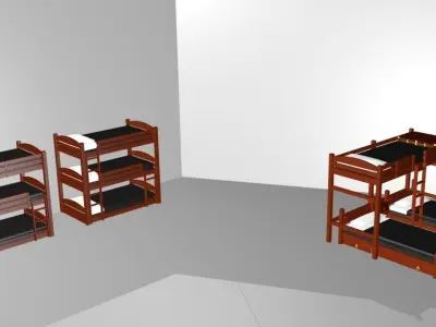 triple bunkbeds and furniture Free 3D model