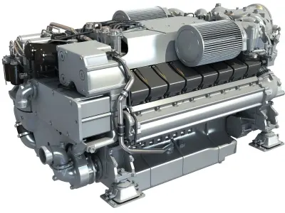 MTU Diesel Marine Engine 3D model