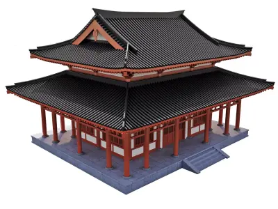 East Asian Temple Pavilion 3D model