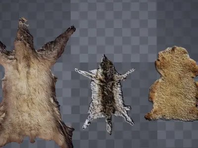 Low Poly Animal Pelts Low-poly 3D model