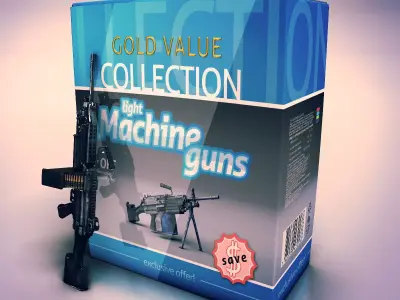 Low poly light machine guns collection Low-poly 3D model