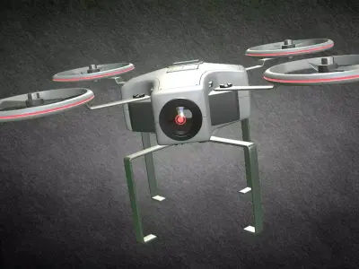 Quadcopter drone with four wheels Low-poly 3D model