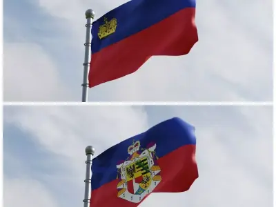Animated Liechtenstein Flags 3D model