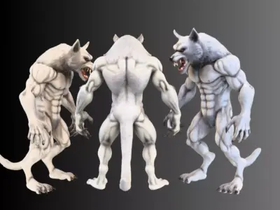  A formidable bipedal werewolf Free low-poly 3D model