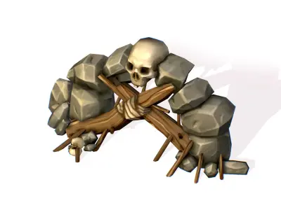 Handpaint Cartoon Stone Arch Entrance Cave Low-poly 3D model