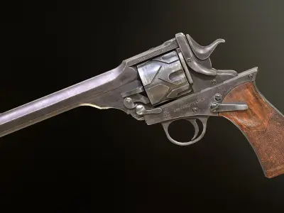 Webley Fosbery Automatic Revolver Low-poly 3D model