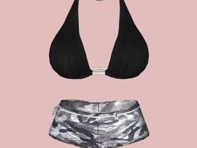 Sexy Black  Army Bikini Low-poly 3D model