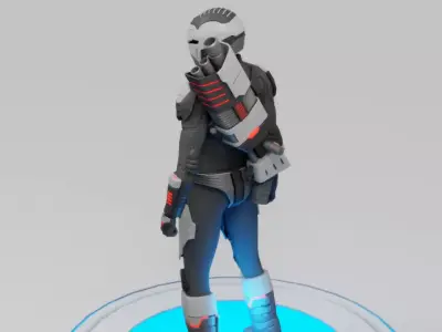 sci-fi trooper rigged - animated character 3D model