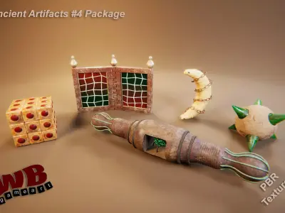 Ancient Artifacts 4 Package Low-poly 3D model