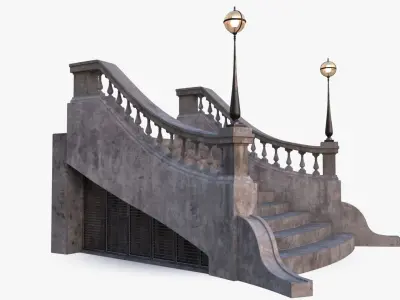 Stone Stair 0001 Low-poly 3D model