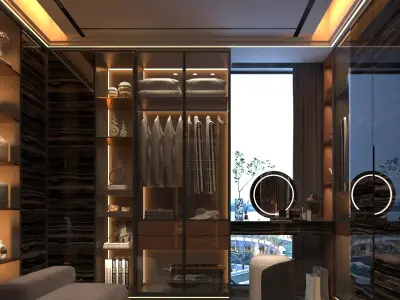 Dressing room Wardrobe closet full Scene  02 3D model