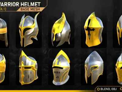 50 Warrior Helmet Base Mesh Vol-1 Low-poly 3D model